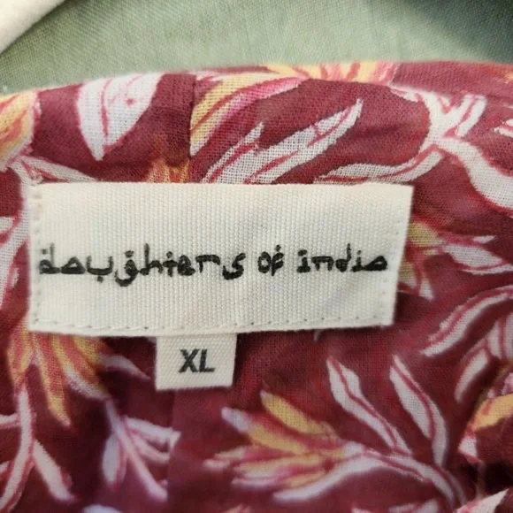 Daughters of India Women Kyra Midi Dress XL Floral Print Baloon Sleeve Bohemian - Picture 2 of 15